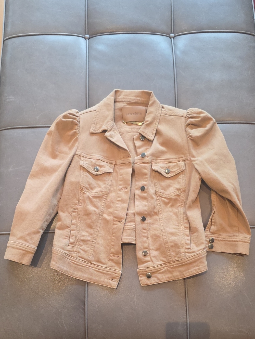 Retrofete Ada Tan Stretch Jean Jacket, Size Small